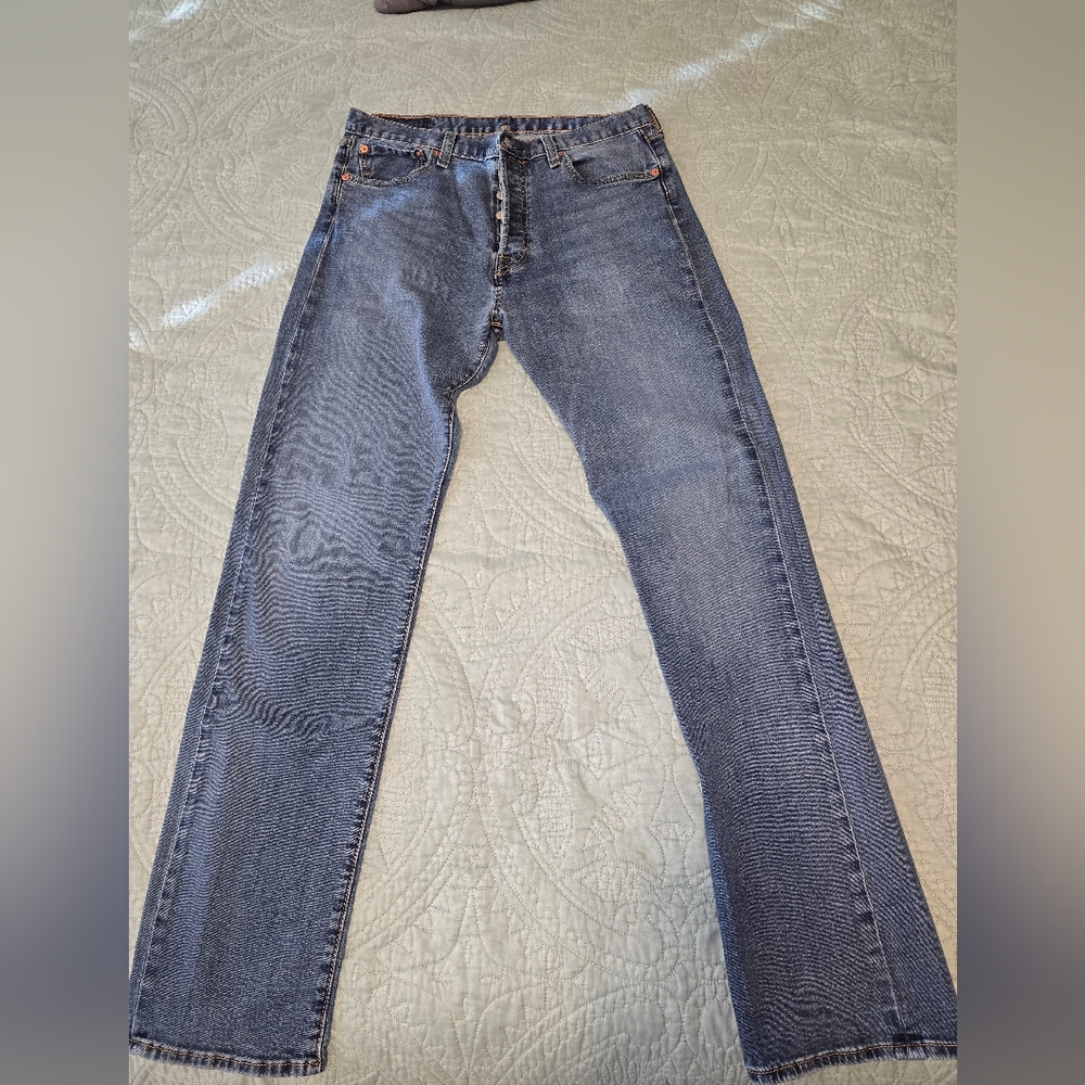 Levis 501 Straight Leg Jeans, Mens